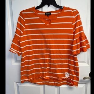 Orange and white striped Clemson University Tunic